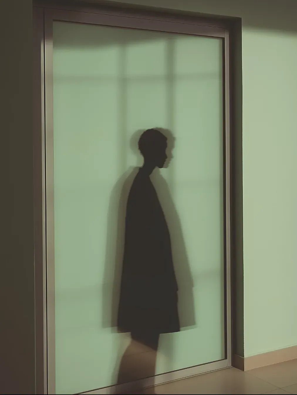 Silhouette behind frosted glass representing client privacy